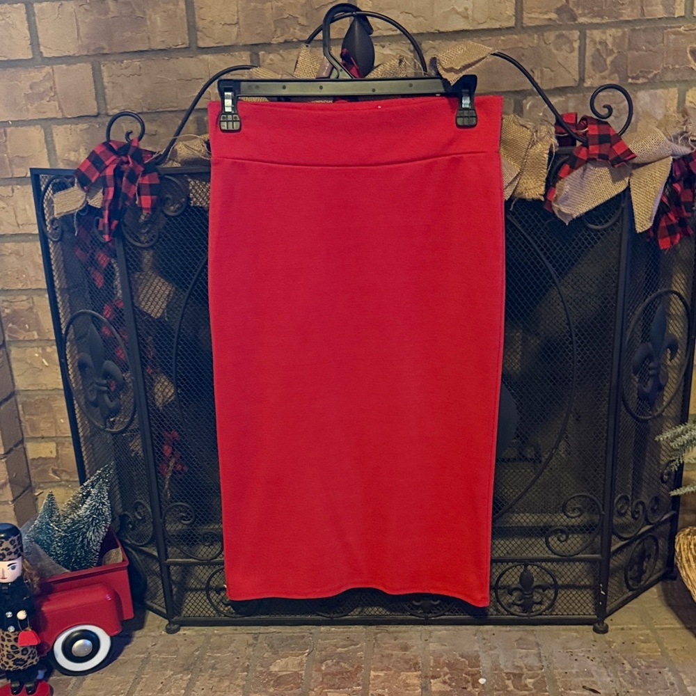 Azules Vibrant Red Pencil Skirt